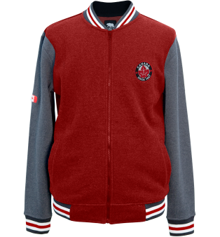 Bomber Jacket - Red & Grey - Carbon Fiber Washed