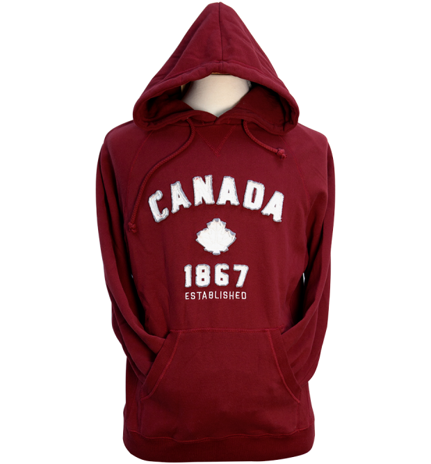 Pullover Hoody - Canada - Burgundy - Carbon Fiber Washed