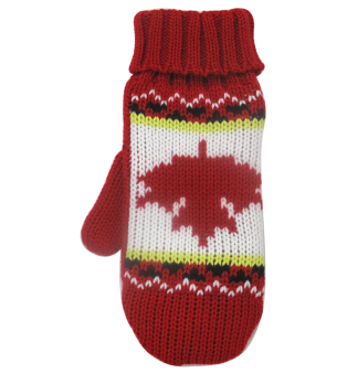 Knitting Glove in pattern of red maple leaf - One size