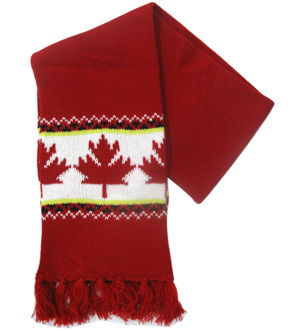 Knitting Scarf  in pattern of red maple leaf