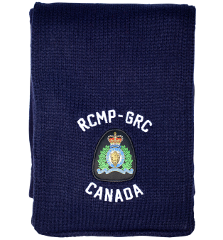 Knitting scarf with RCMP Logo - Navy