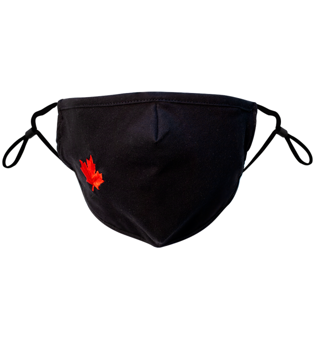 Cotton Mask - Black with Maple Leaf