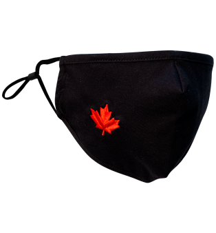Cotton Mask - Black with Maple Leaf