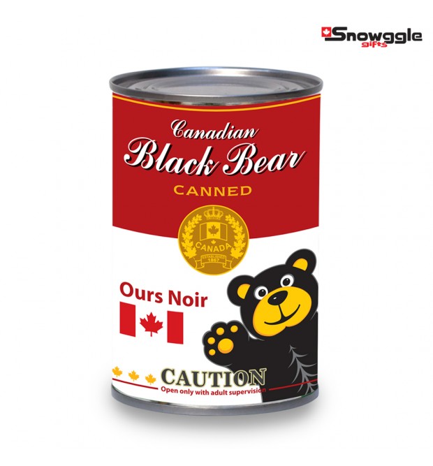 Canned Plush Black Bear