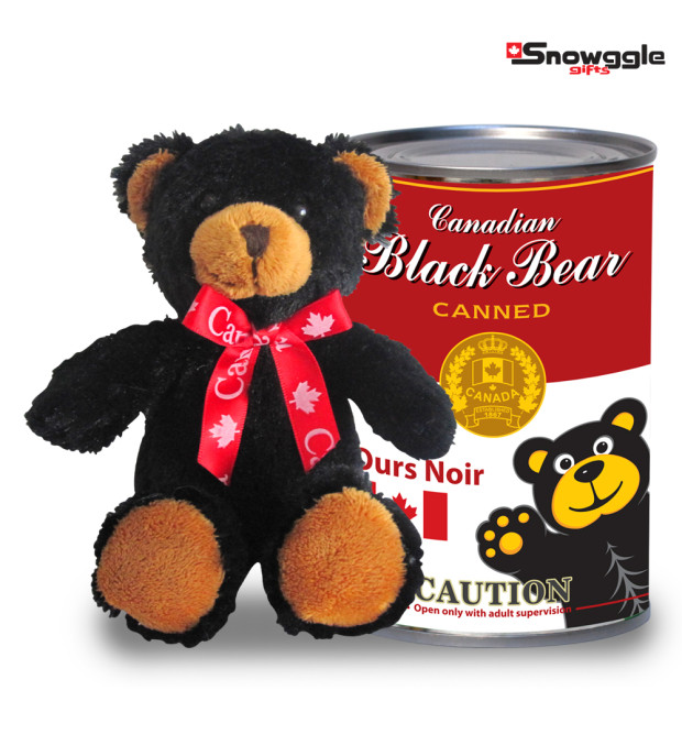 Canned Plush Black Bear