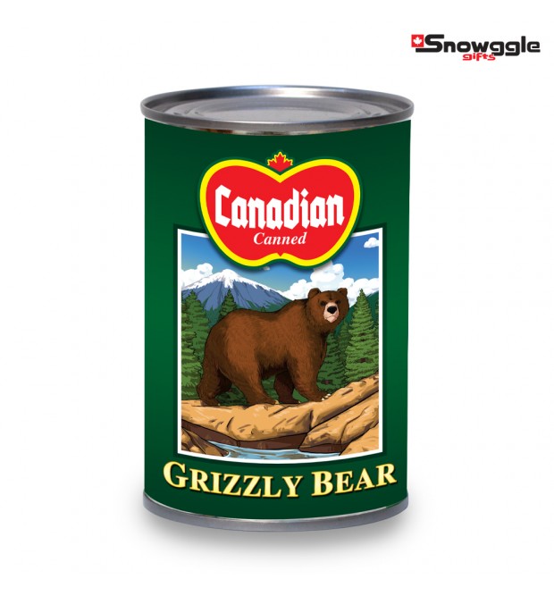 Canned Plush Grizzly Bear