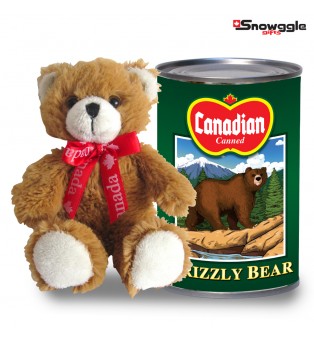 Canned Plush Grizzly Bear