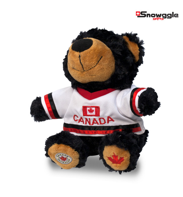 Black Bear with White Hockey Jersey