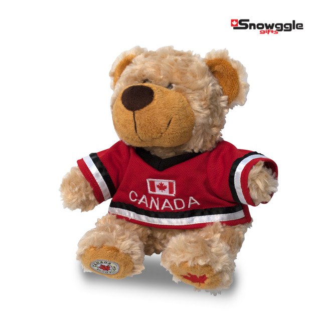 Cream Bear with Red Hockey Jersey