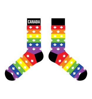 Sock - Maple leaf on Rainbow