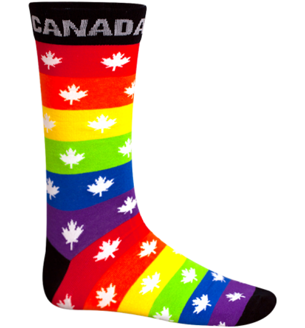 Sock - Maple leaf on Rainbow