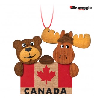 Bear & Moose with Canada Flag